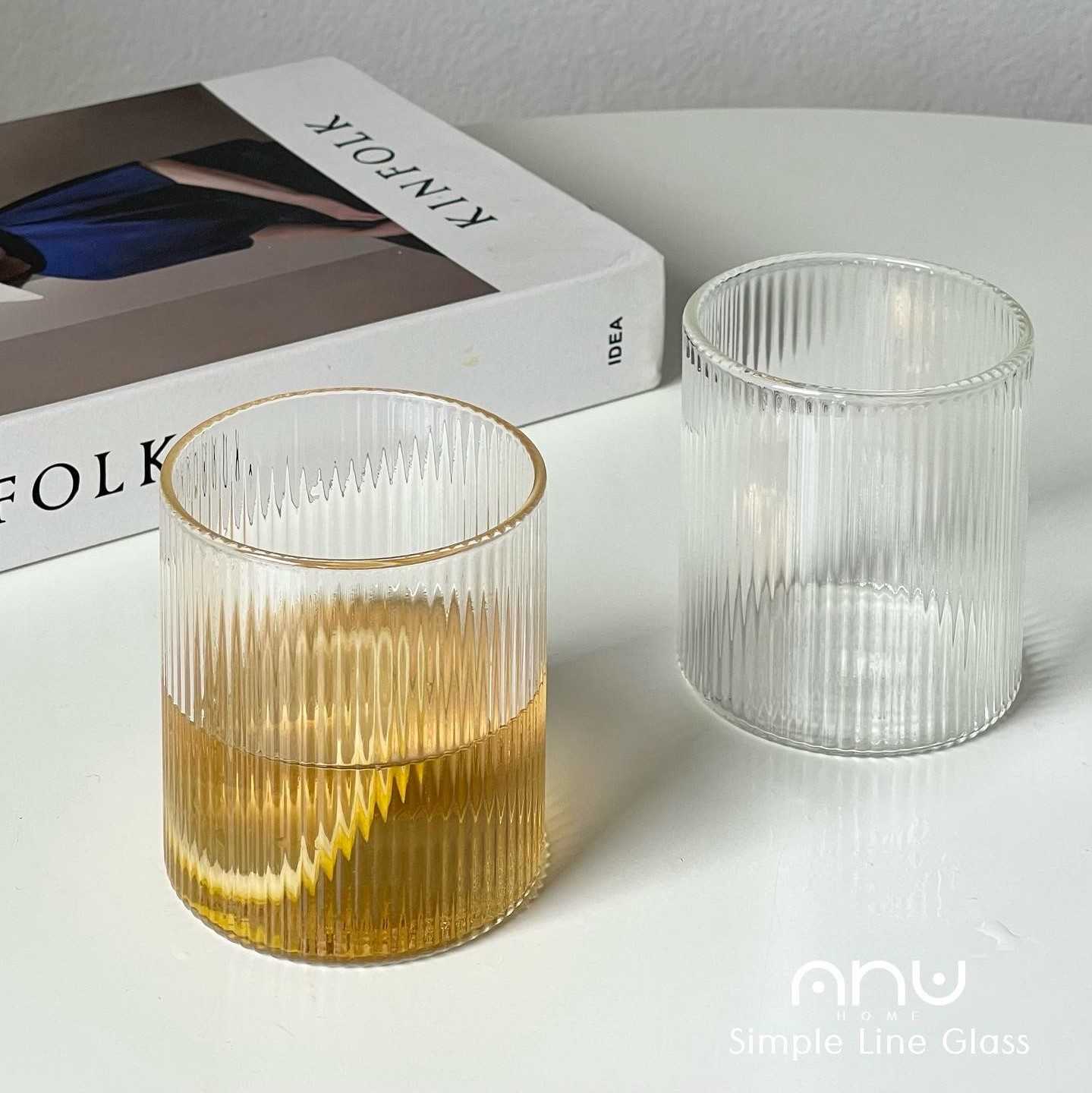 Simple Line glass|แก้วดื่มนำ้ลายริ้วถี่