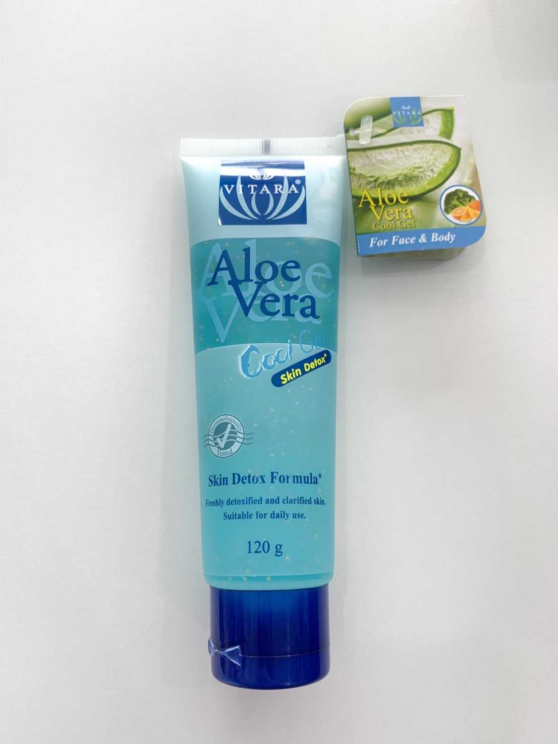 VITARA ALOE GEL DETOX 120 G. เจลว่านหางจระเข้ สูตรเย็น ดีท็อกซ์ผิว