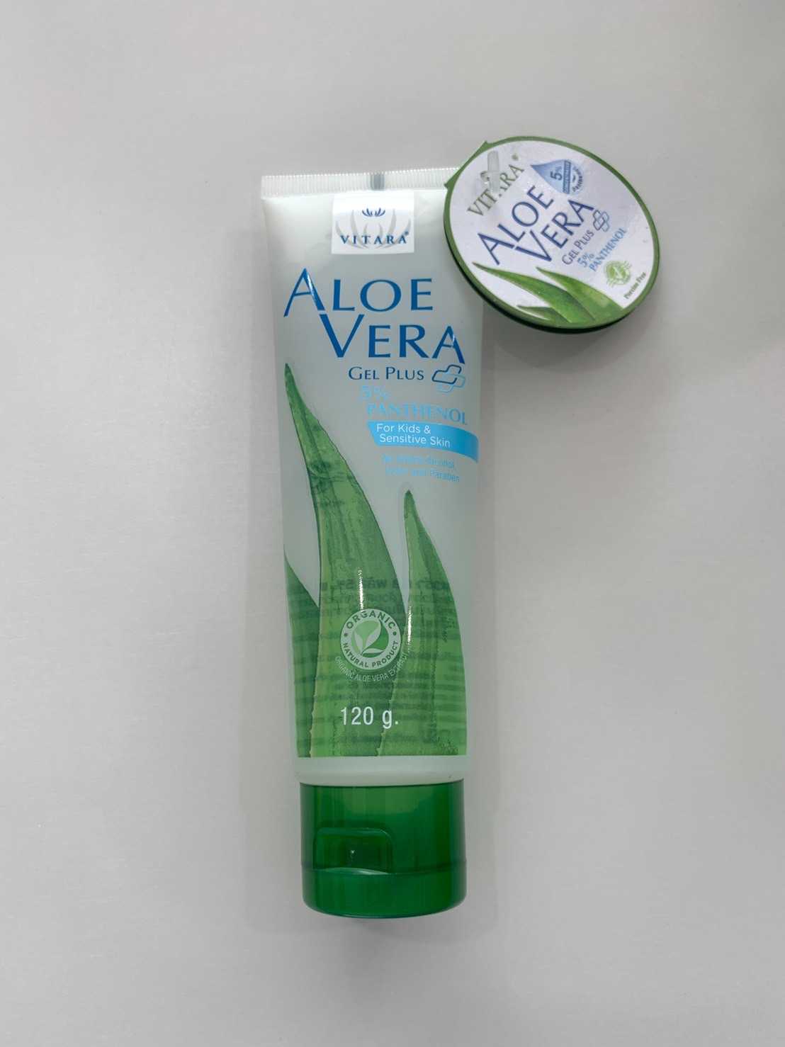 VITARA ALOE VERA GEL PLUS 5% PANTHENOL 120 ML  เจลว่านหางจระเข้ผสม แพนทีนอลเข้มข้น 5%