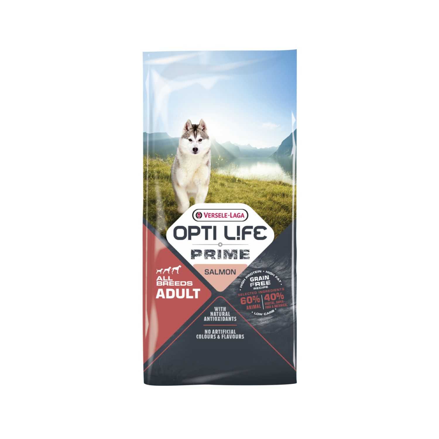อาหารสุนัขโต Opti Life Prime Adult Salmon 12.5kg.