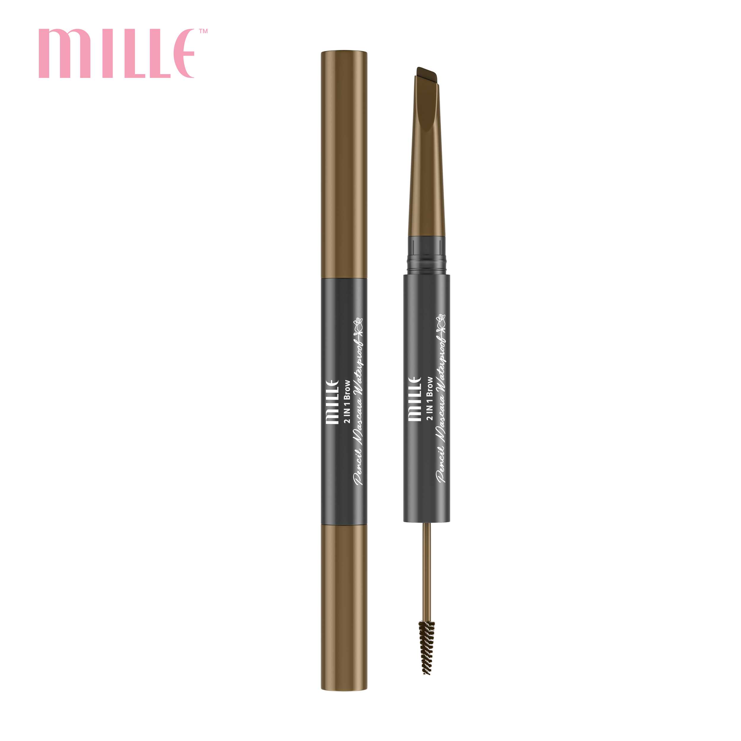 Mille ดินสอเขียนคิ้วพร้อมมาสคาร่าคิ้ว 2 in 1 Brow pencil Mascara Waterproof