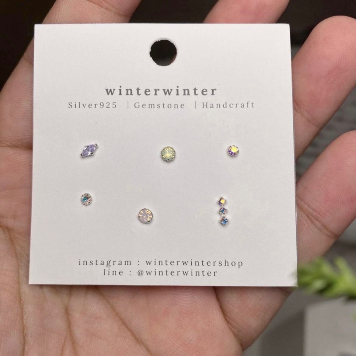 Winterwinter Jewelry Silver925 : ต่างหูเงินแท้ เซ็ตเพชร Cz หลากสี ใส่มิกซ์กันน่ารักมาก