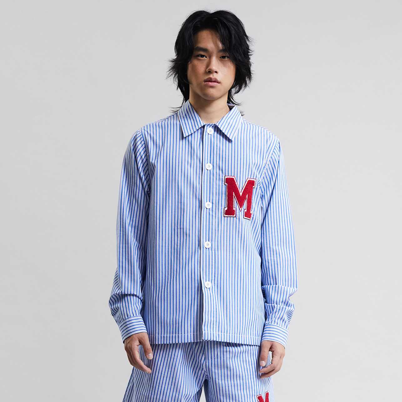 [MOO 5/22] Casual blue M striped shirt