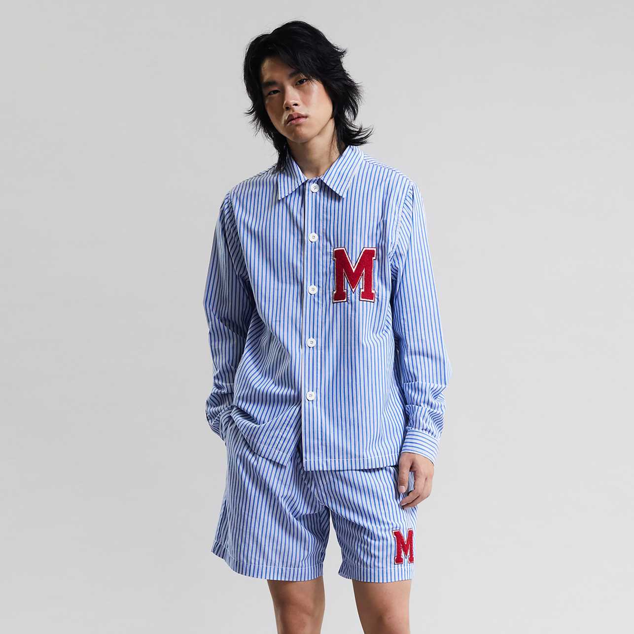 [MOO 5/22] Casual blue M striped shorts