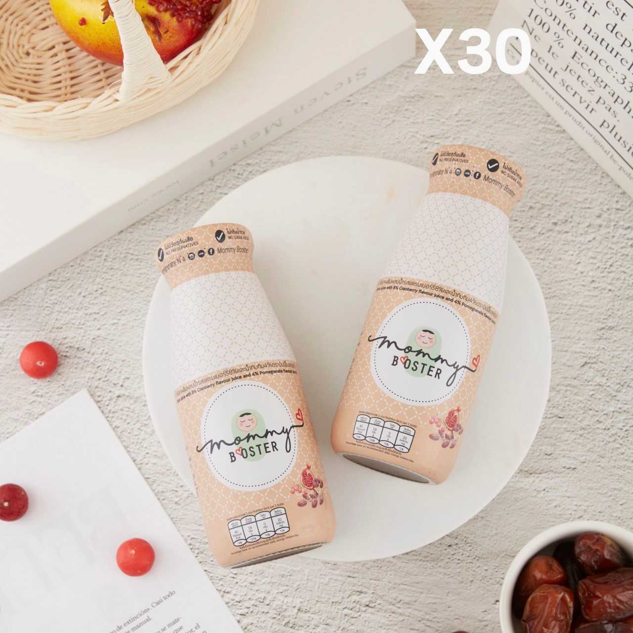น้ำอินทผลัม แครนเบอรี่ ทับทิม  Mommy Booster 30 ขวด