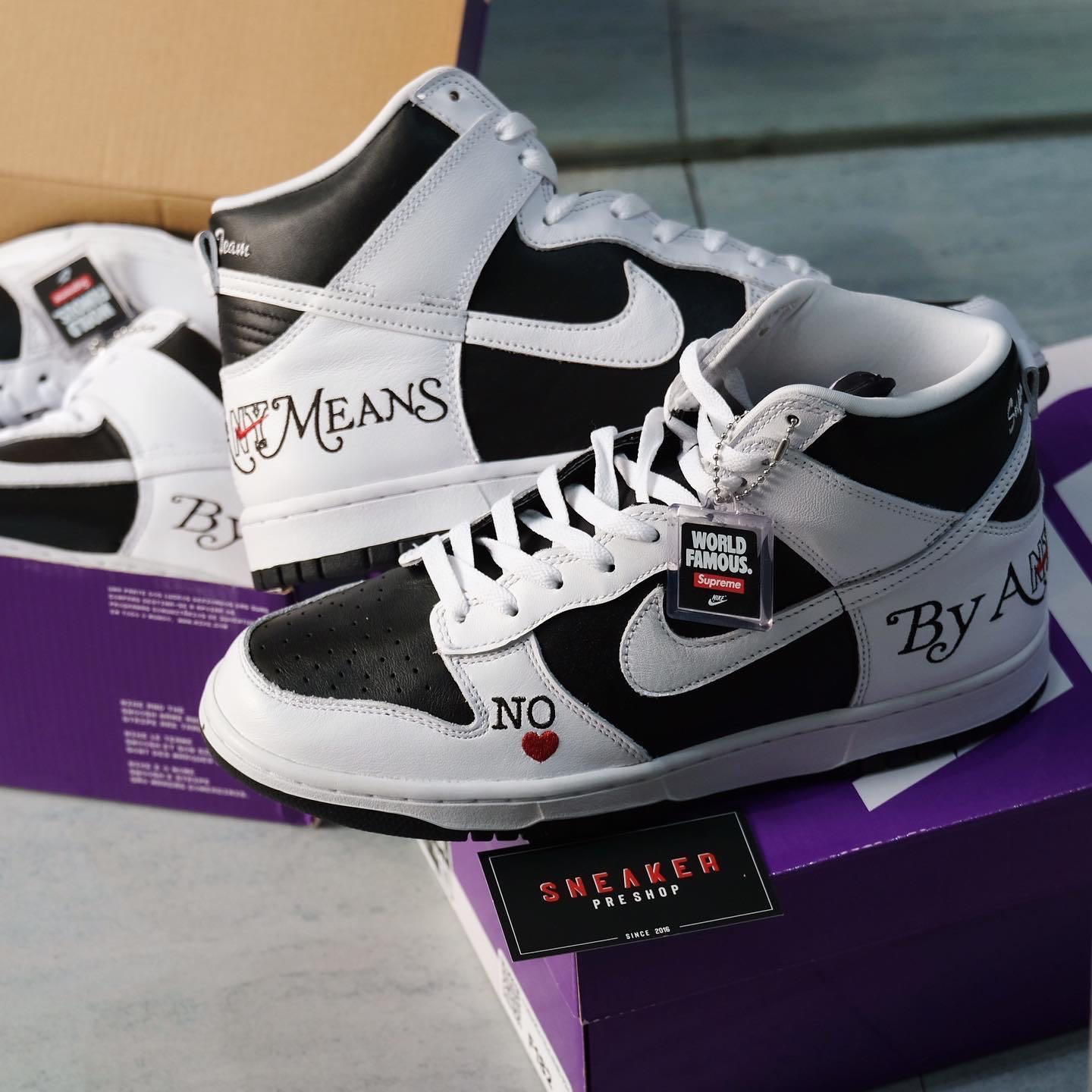 Nike x Supreme SB Dunk High By Any Means Black/White