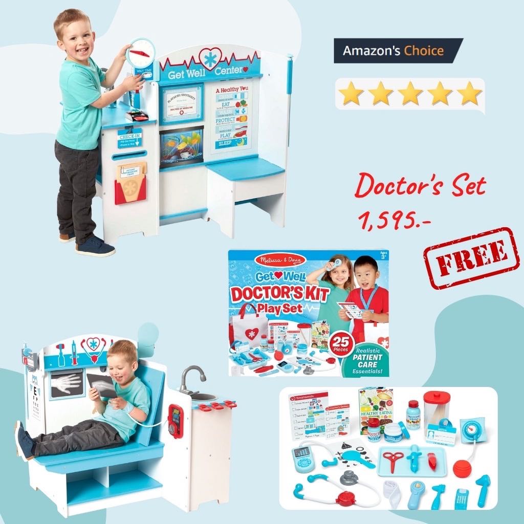 ￼[1แถม1] ศูนย์ไทย Melissa & Doug Get Well Doctor Activity Center  คลินิกหมอ FREE +อุปกรณ์