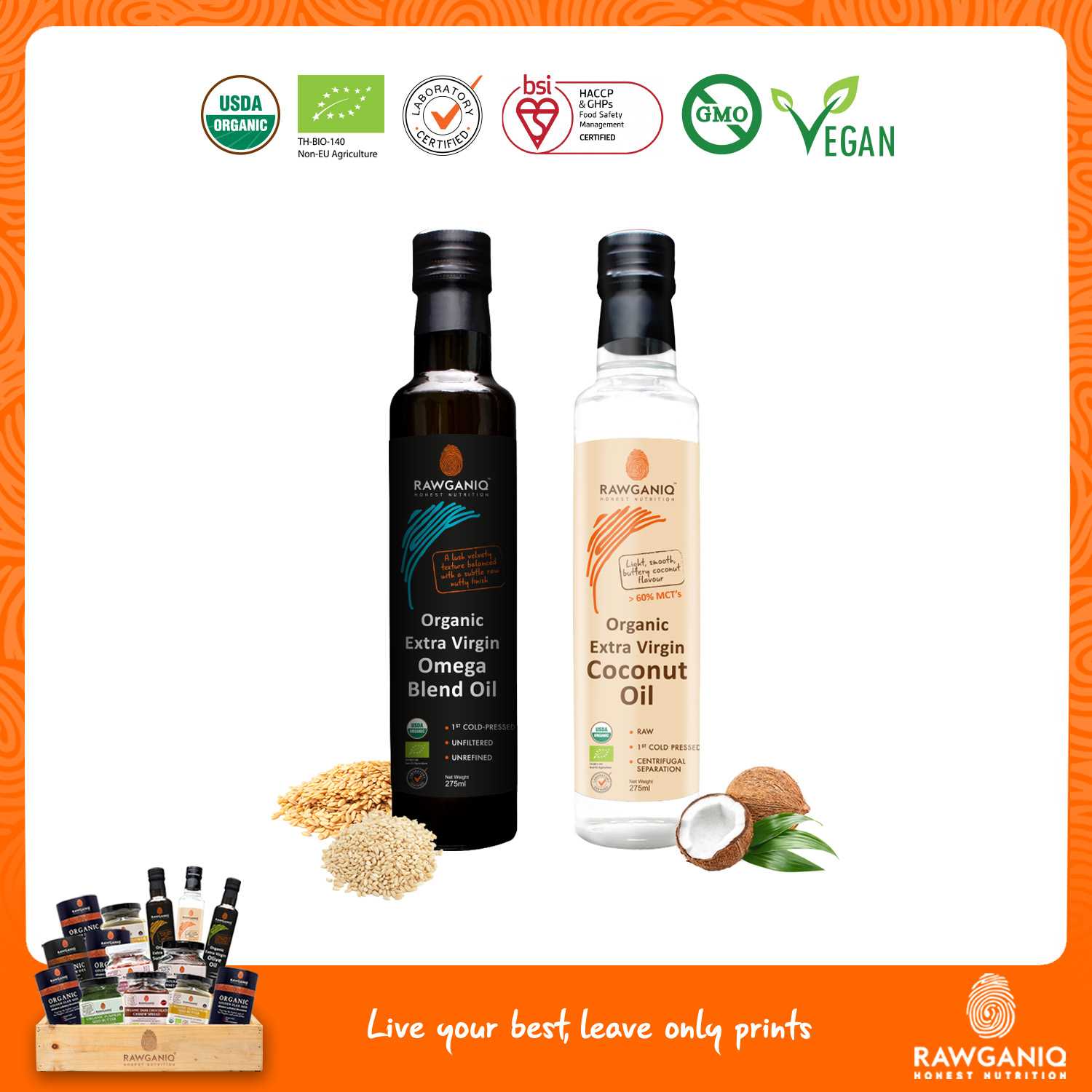 แพ็คผสม น้ำมันโอเมก้า 3,6,9 + น้ำมันมะพร้าว (Omega Blend Oil (2:1:1) + Coconut Oil)