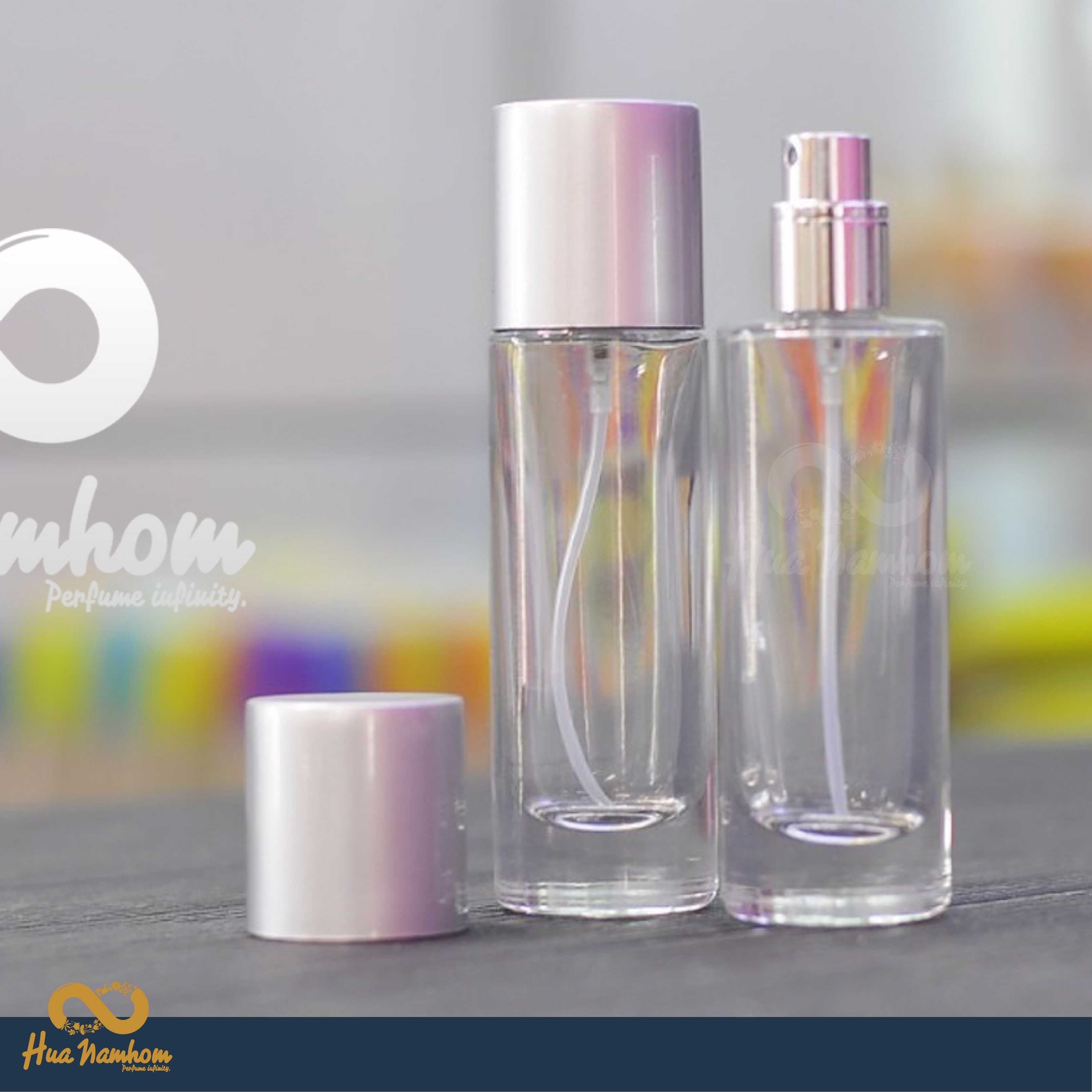 ขวดสเปรย์ทรงกลมใส,ขุ่น ฝาสีบรอนเงิน 30ml
