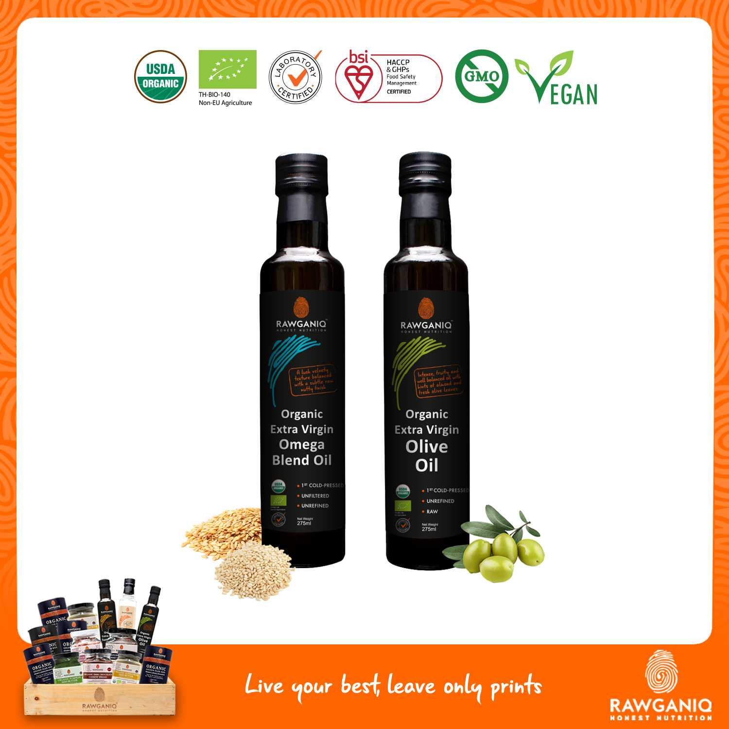 แพ็คผสม น้ำมันโอเมก้า 3,6,9 + น้ำมันมะกอก (Omega Blend Oil (2:1:1) + Olive Oil)