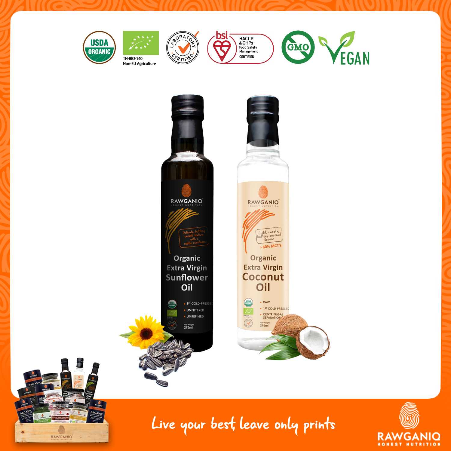 แพ็คผสม น้ำมันเมล็ดทานตะวัน + น้ำมันมะพร้าว (Sunflower Seed Oil + Coconut Oil)