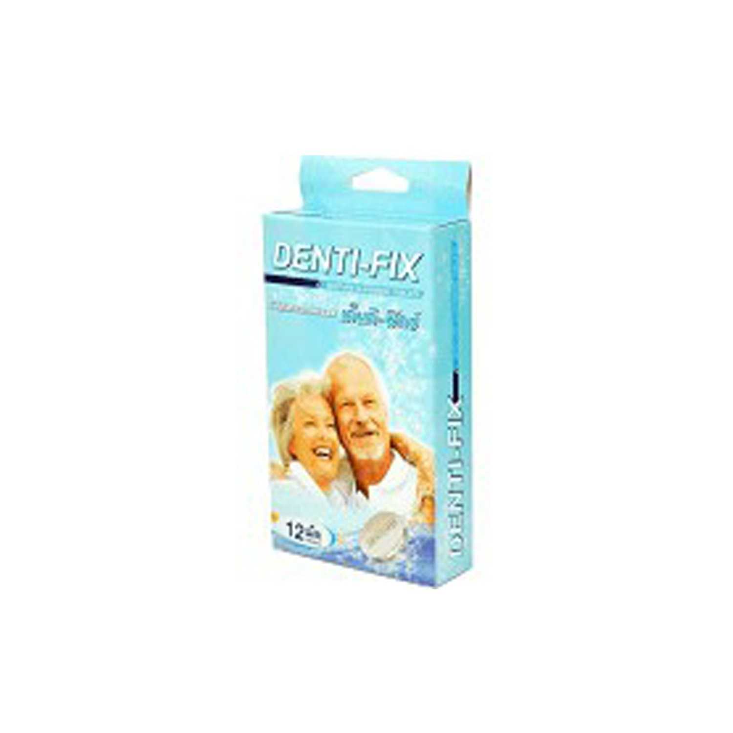 Denti-Fix เด็นติ-ฟิกซ์ เม็ดฟูทำความสะอาดฟันปลอม Denture Cleansing Tablets 12 เม็ด [1 กล่อง]
