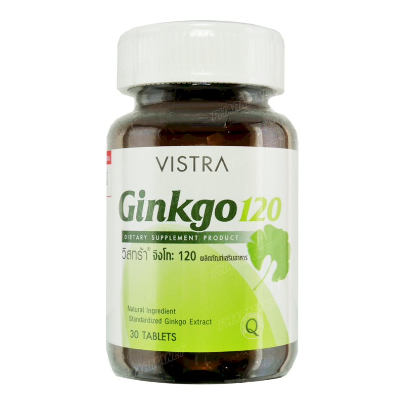 VISTRA GINKGO 120MG CAP 30'S วิสทร้า สารสกัดจากใบแปะก๊วย 120 มก. 30 เม็ด