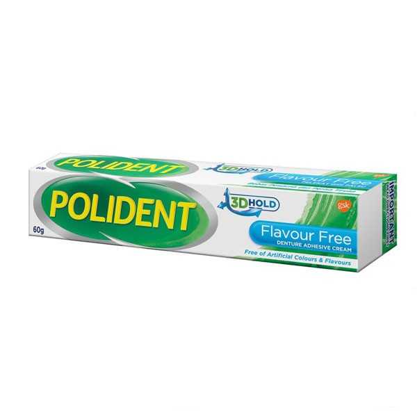Polident ครีมติดฟันปลอม Denture Adhesive Cream Flavour Free 60g