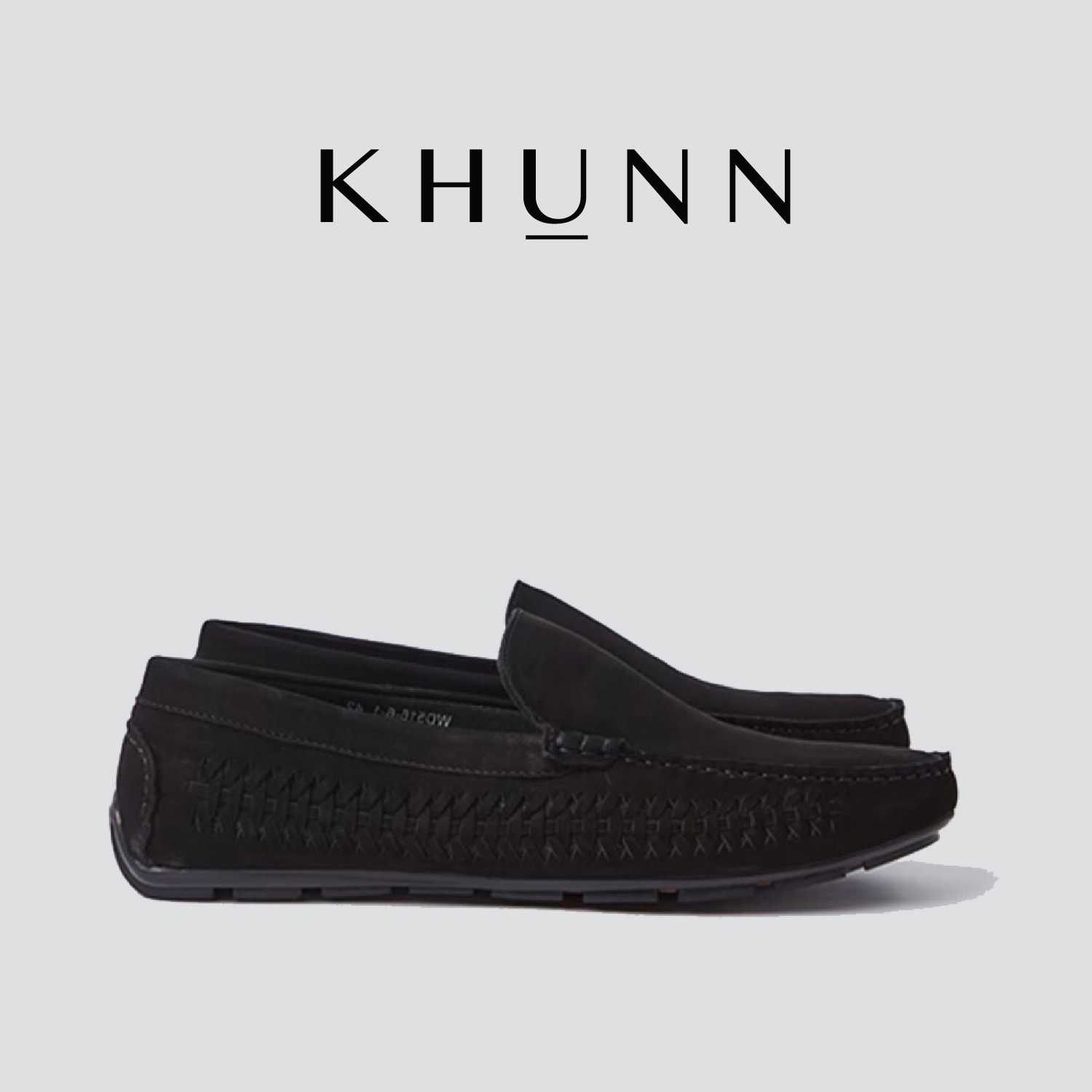 KHUNN (คุณณ์)รองเท้ารุ่น Mr.Parker สีดำล้วน Driving Shoes