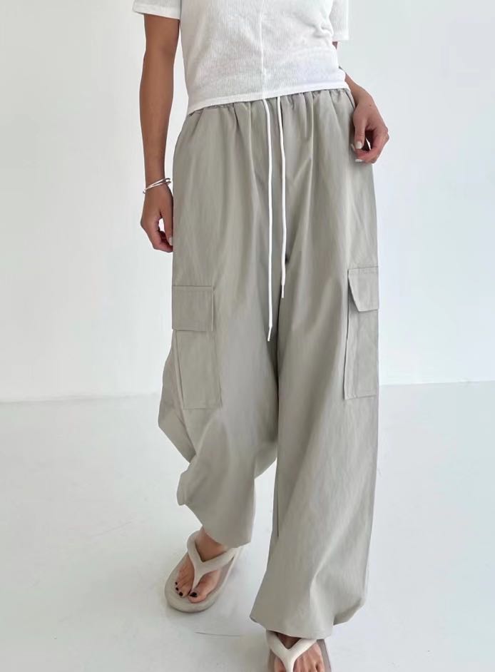 (พร้อมส่ง) nylon cargo pants