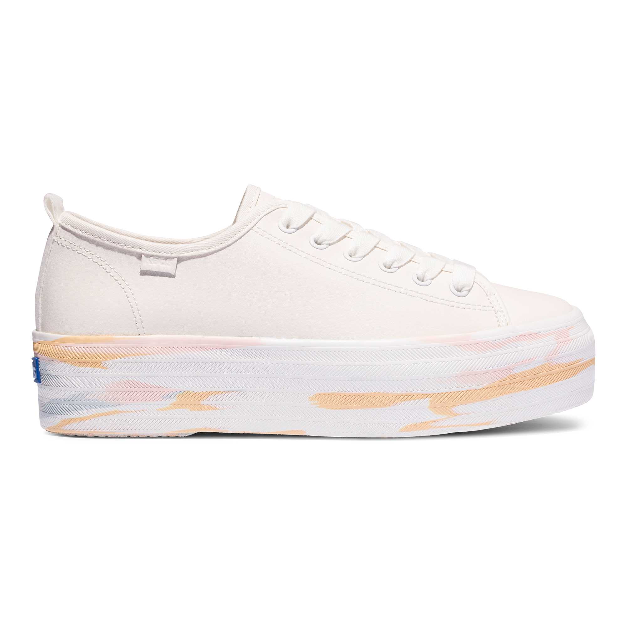 รองเท้าผ้าใบหนัง มีส้น รุ่น TRIPLE UP LEATHER MARBLE สีขาว WH65036