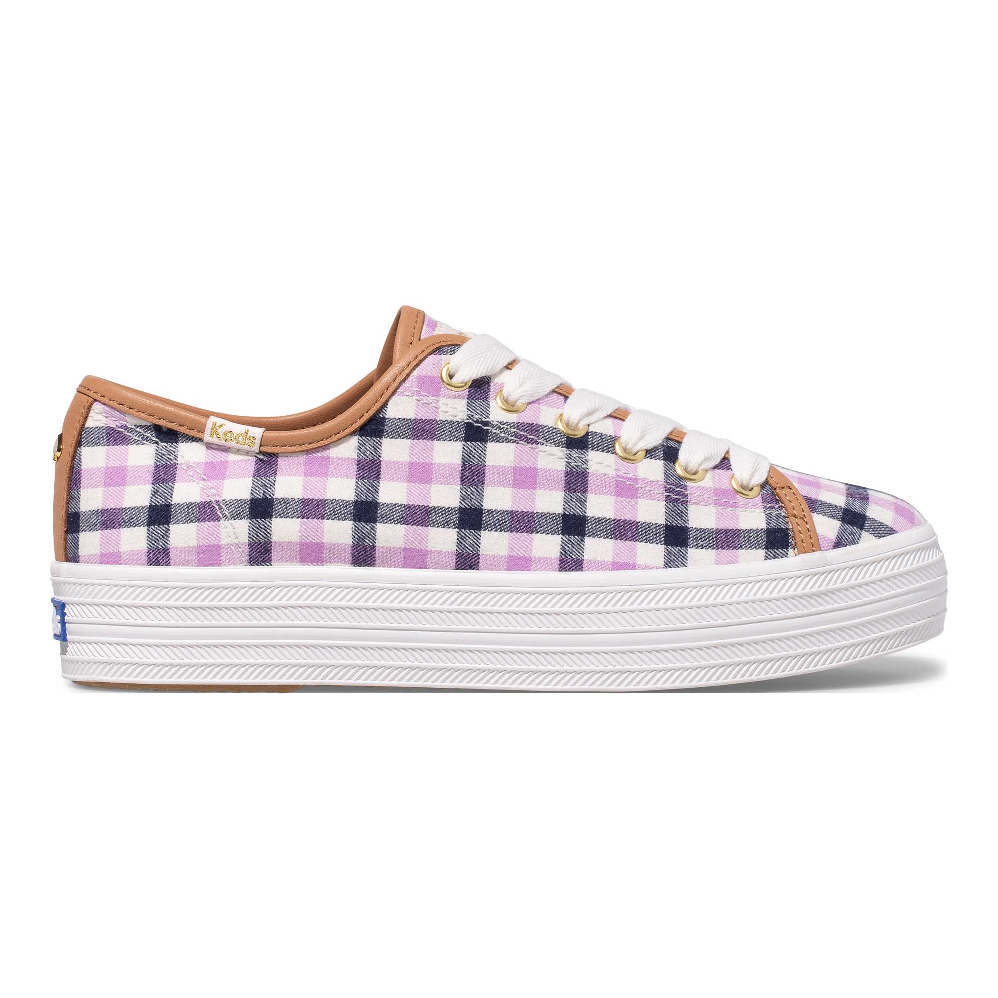 Keds รุ่น Triple Kick Ks Gingham รองเท้าผ้าใบ ผู้หญิง สี CREAM/PURPLE - WF65387