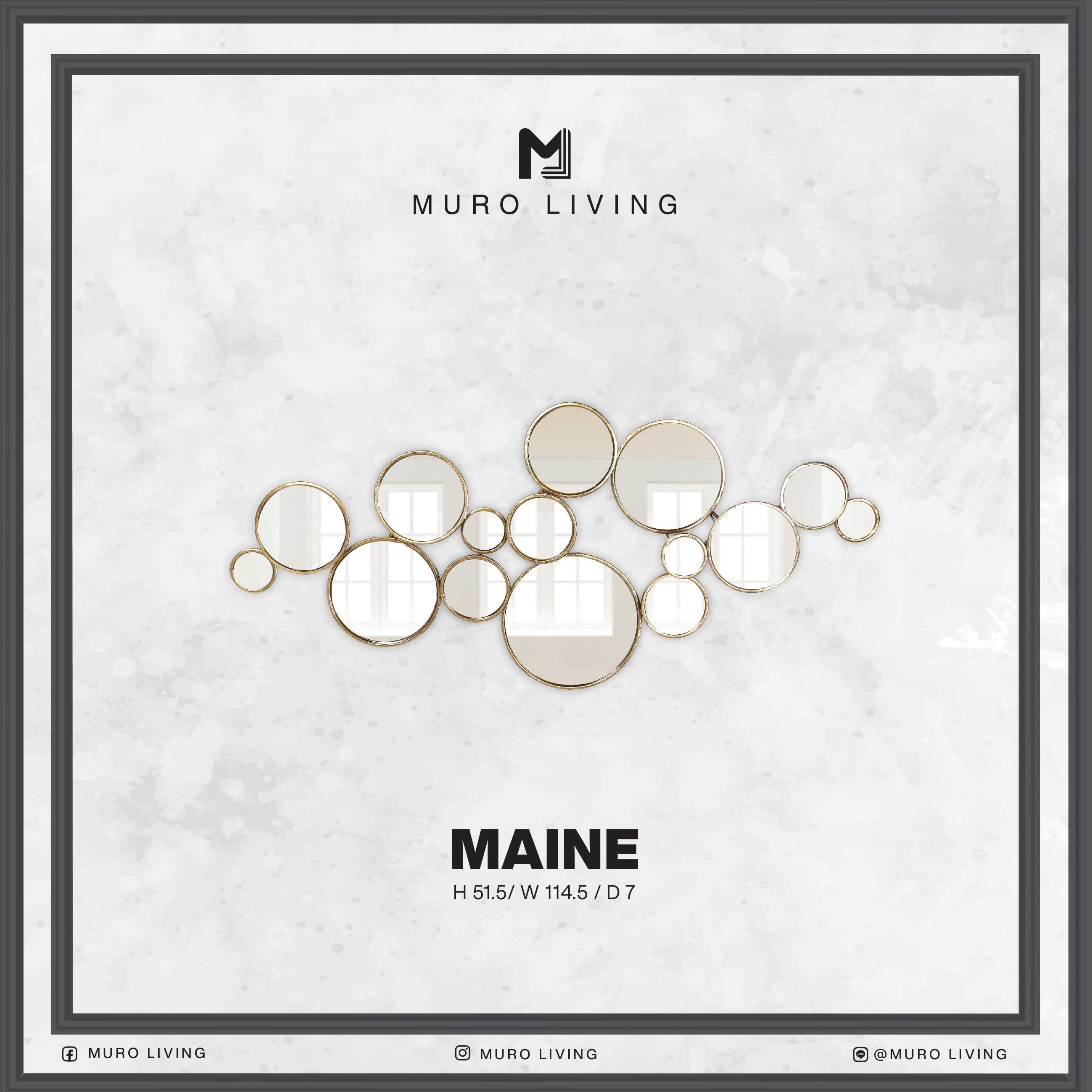 กระจกตกแต่งผนังดีไซน์ Muro Living รุ่น  MAINE