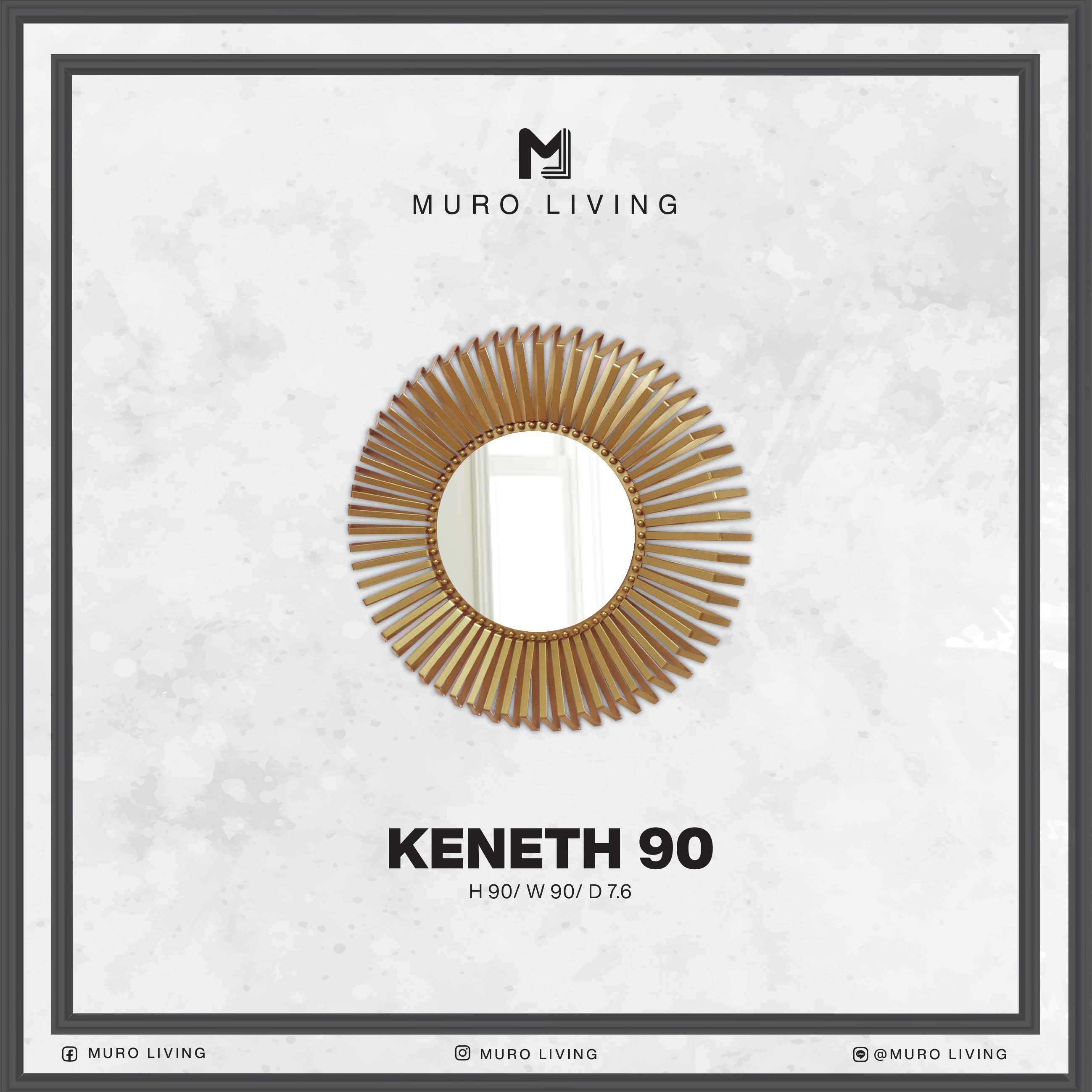 กระจกตกแต่งผนังดีไซน์ Muro Living รุ่น KENETH 90