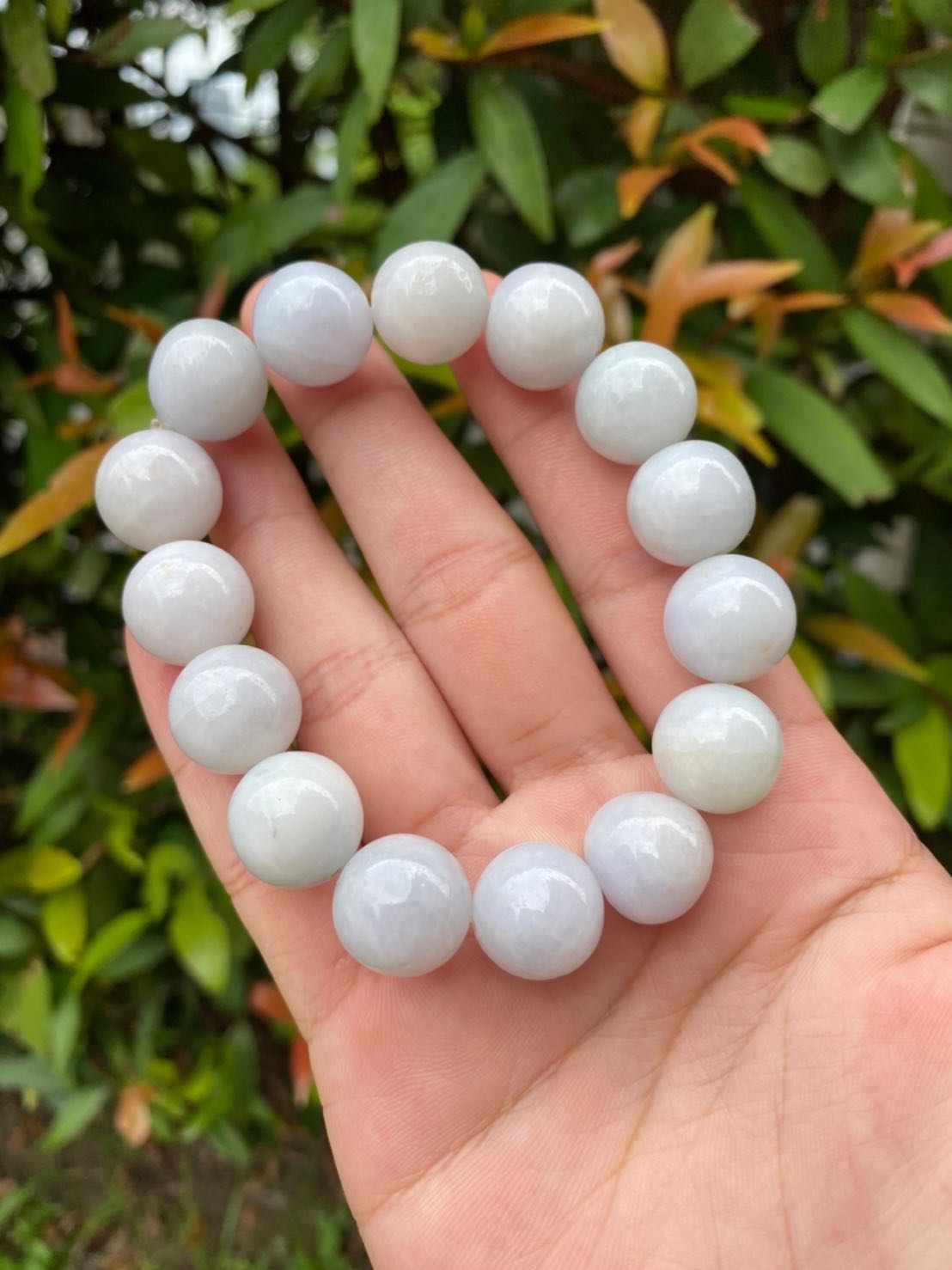 Natural White  Green Jade Bracelet 