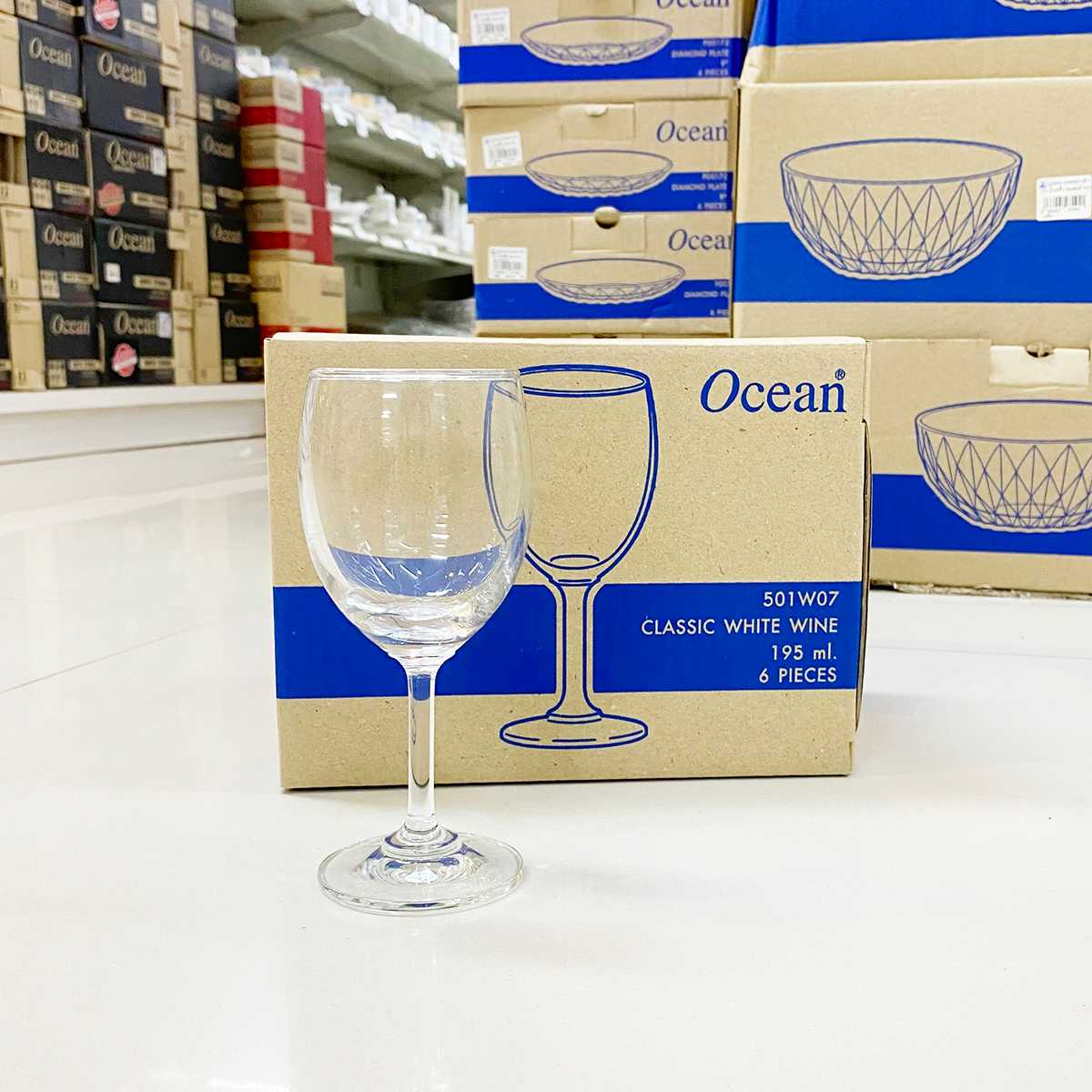 Ocean แก้วไวน์ขาว 195มล l White Wine Glass - 501W07  [กล่อง 6ใบ]