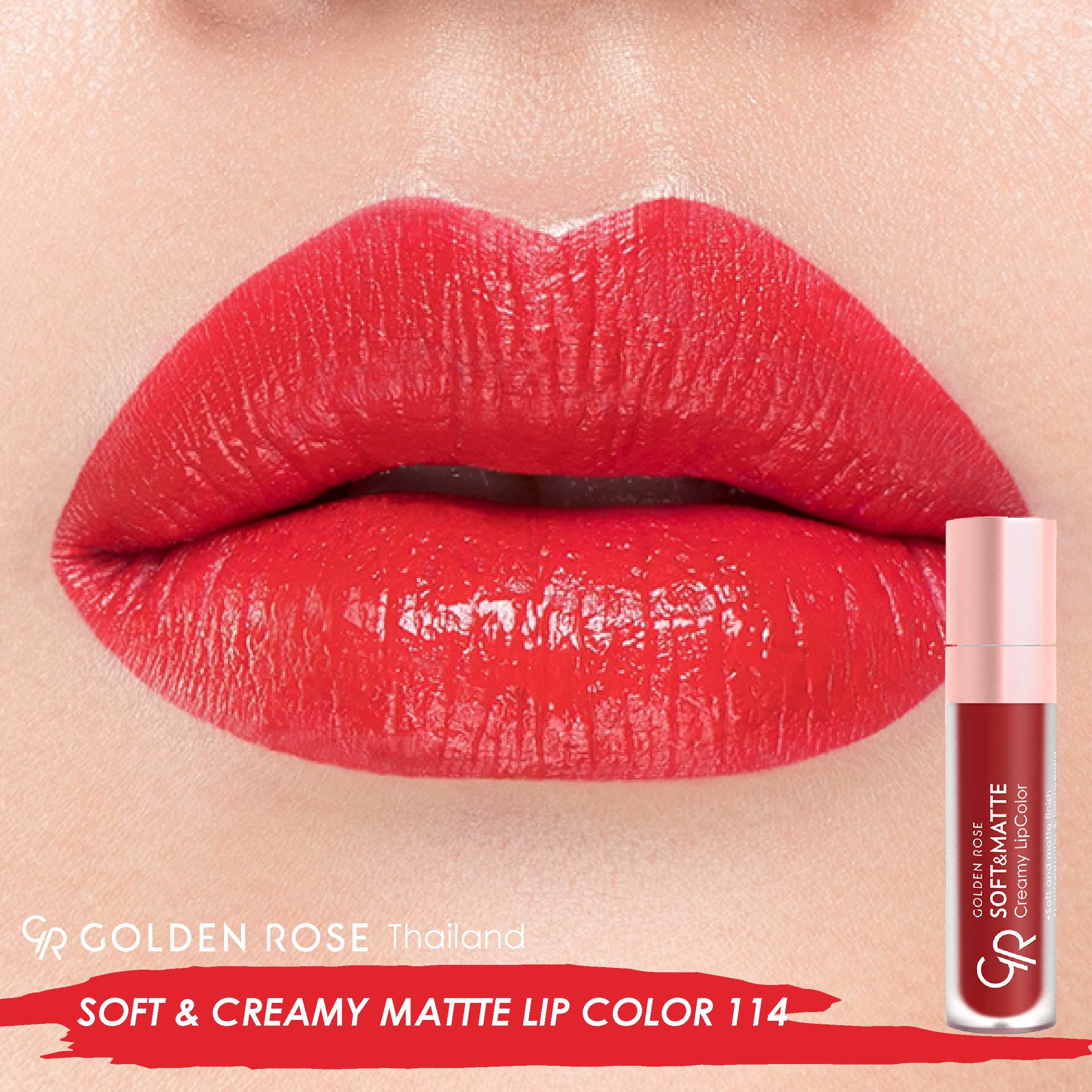 Golden Rose โกลเด้น โรส  ซอฟท์แอนด์แมท  Soft&Matte Lipcolor 5.5ml เบอร์ 114