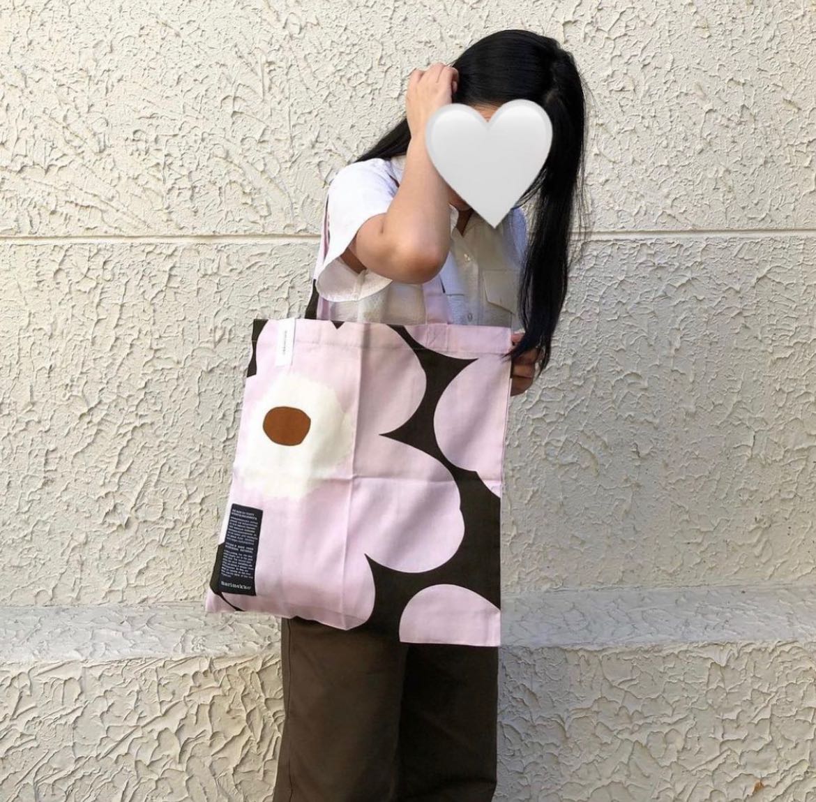 marimekko tote bag in big pink/brown