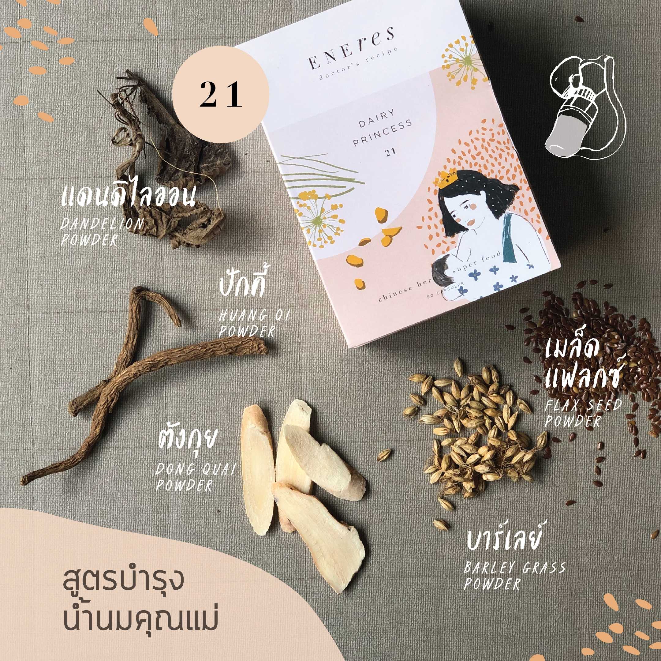 ENEres21 (Dairy Princess) บำรุงน้ำนม เพิ่มคุณภาพและปริมาณน้ำนม เพื่อสุขภาพที่ดีของคุณลูก (90 แคปซูล)