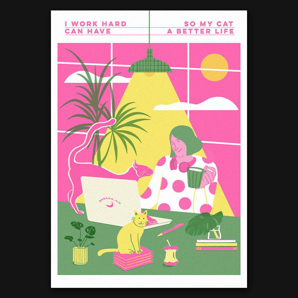 Risograph Poster — Cat
