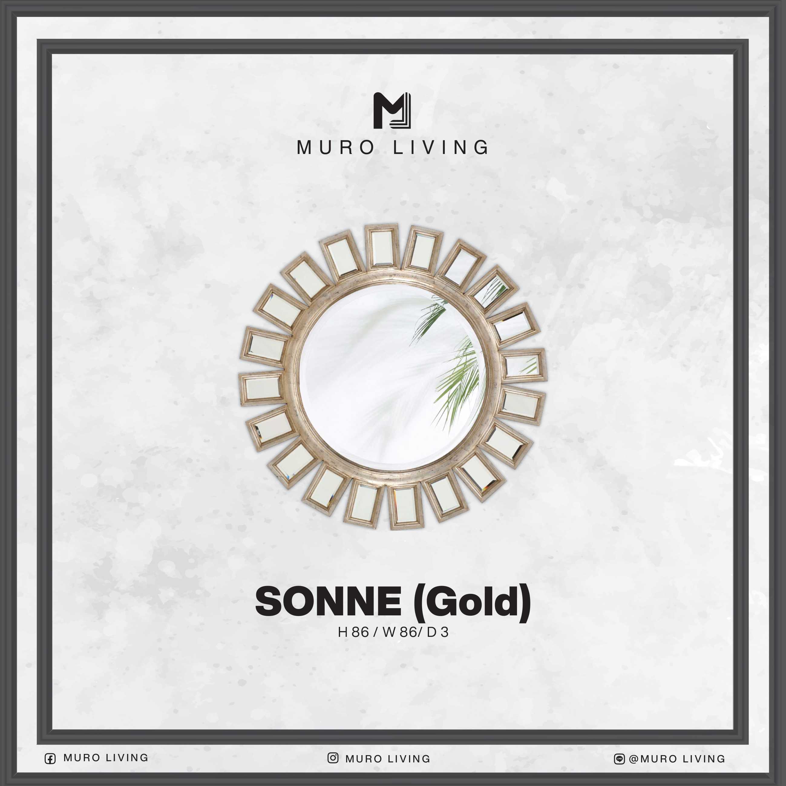 กระจกตกแต่งผนังดีไซน์ Muro Living รุ่น SONNE (Antique Gold)