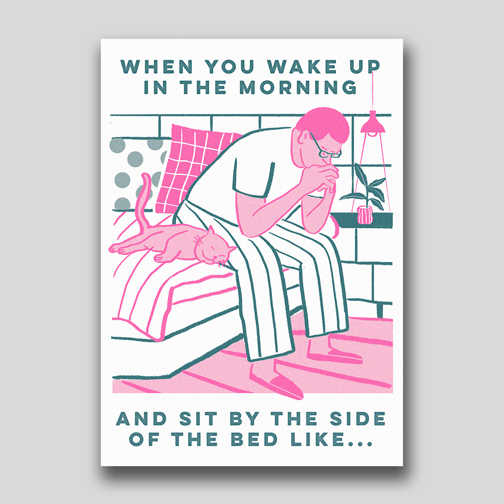 Risograph Postcard — Wake up