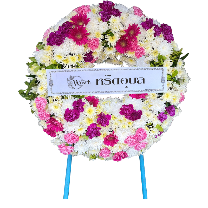 พวงหรีดดอกไม้สด C001
