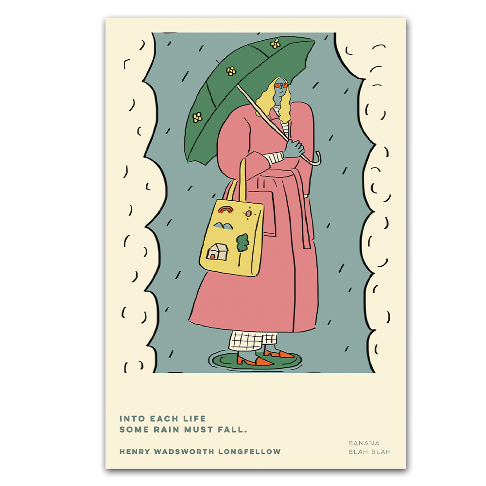 Quotes Postcard — Rain must fall