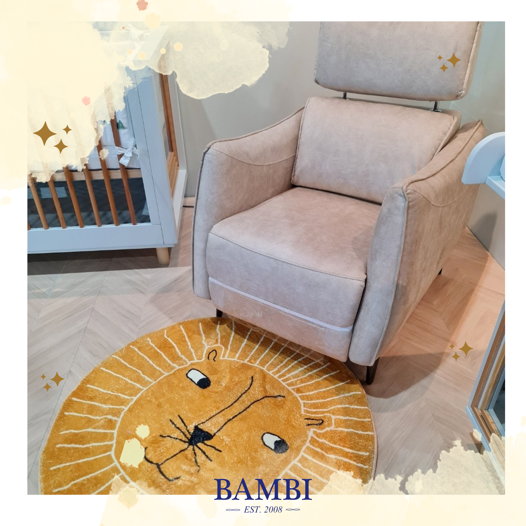 Bambi Garden Signature Collection Mat พรม ทรงวงกลม รองพื้นลายการ์ตูนน่ารัก
