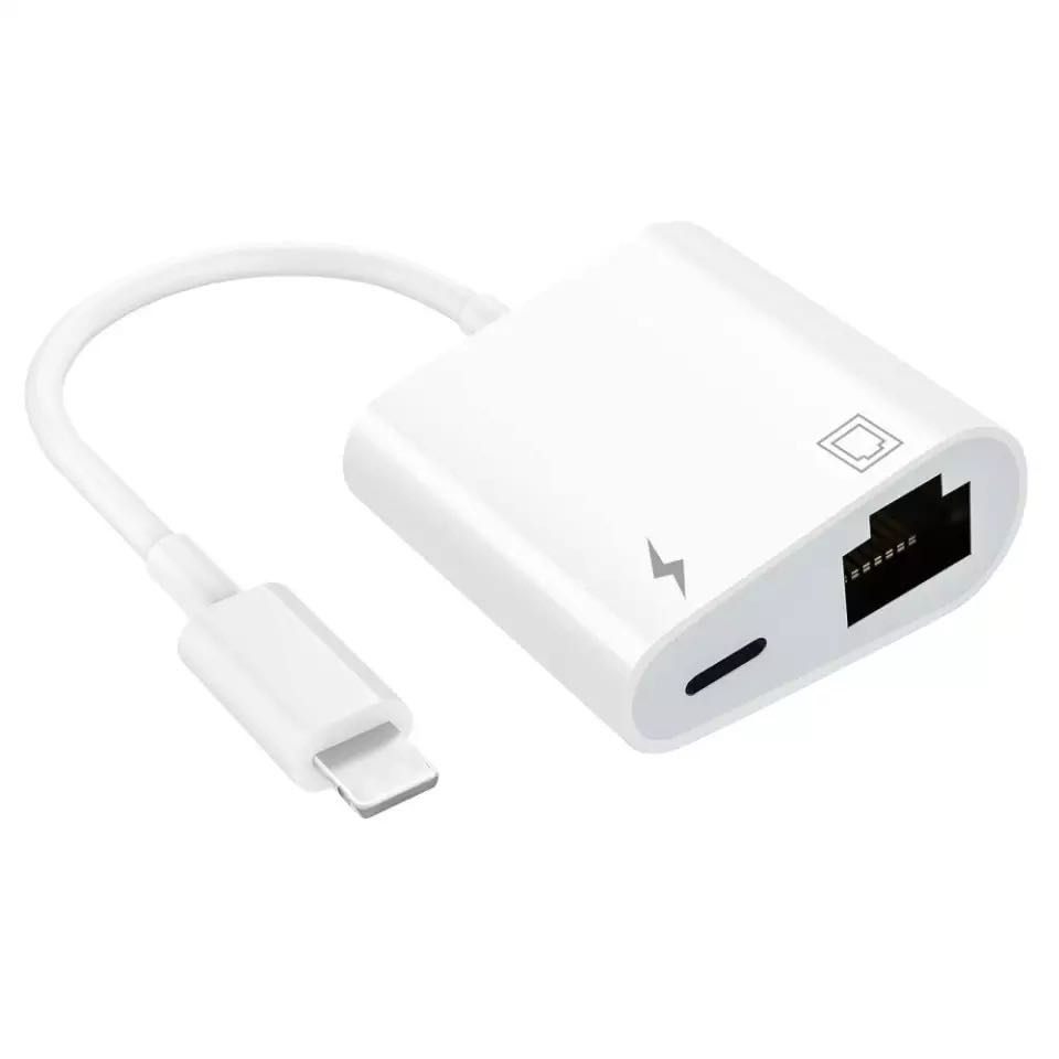 ￼Lightning To RJ45อะแดปเตอร์2 In 1 Ethernet LAN อะแดปเตอร์เครือข่ายพอร์ตชาร์จ iPhone/iPad/IPod Plug