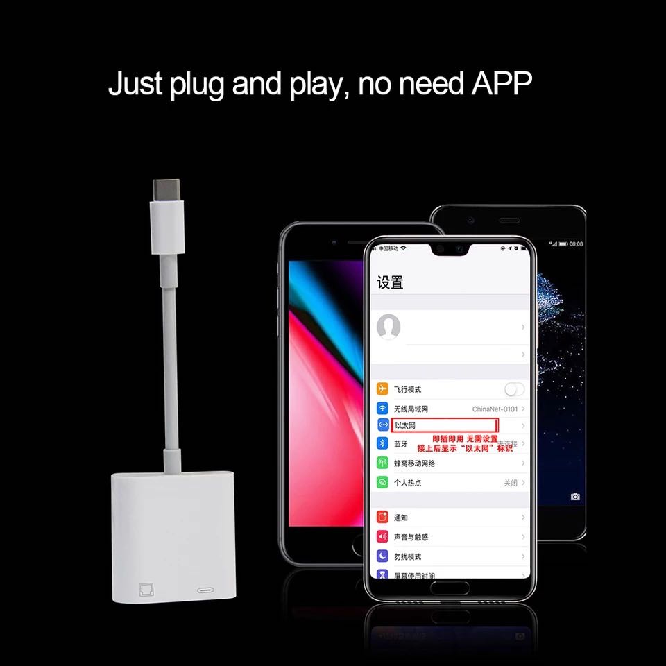 ￼OTG Ethernet USB สำหรับ USB C To RJ45 Ethernet LAN เครือข่าย100mbs Converter สำหรับ Android