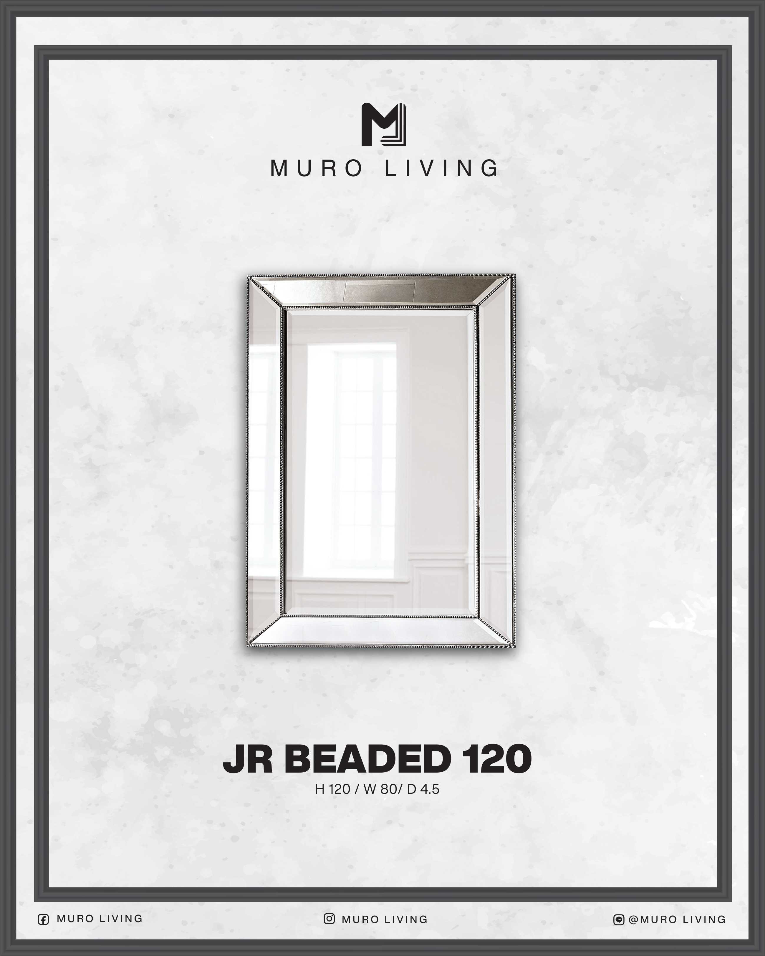 กระจกตกแต่งผนังดีไซน์ Muro Living รุ่น JR BEADED 120