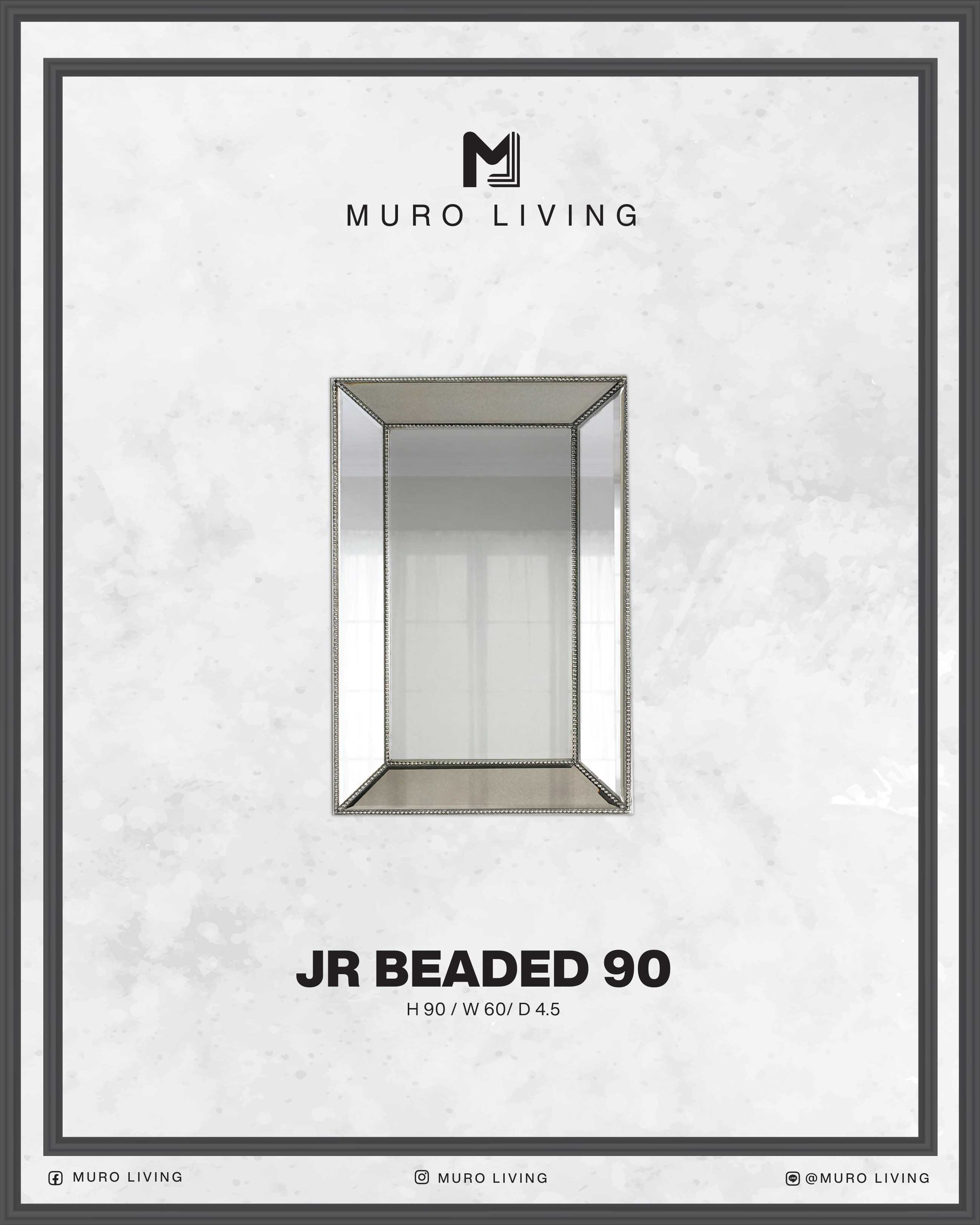 กระจกตกแต่งผนังดีไซน์ Muro Living รุ่น JR BEADED 90