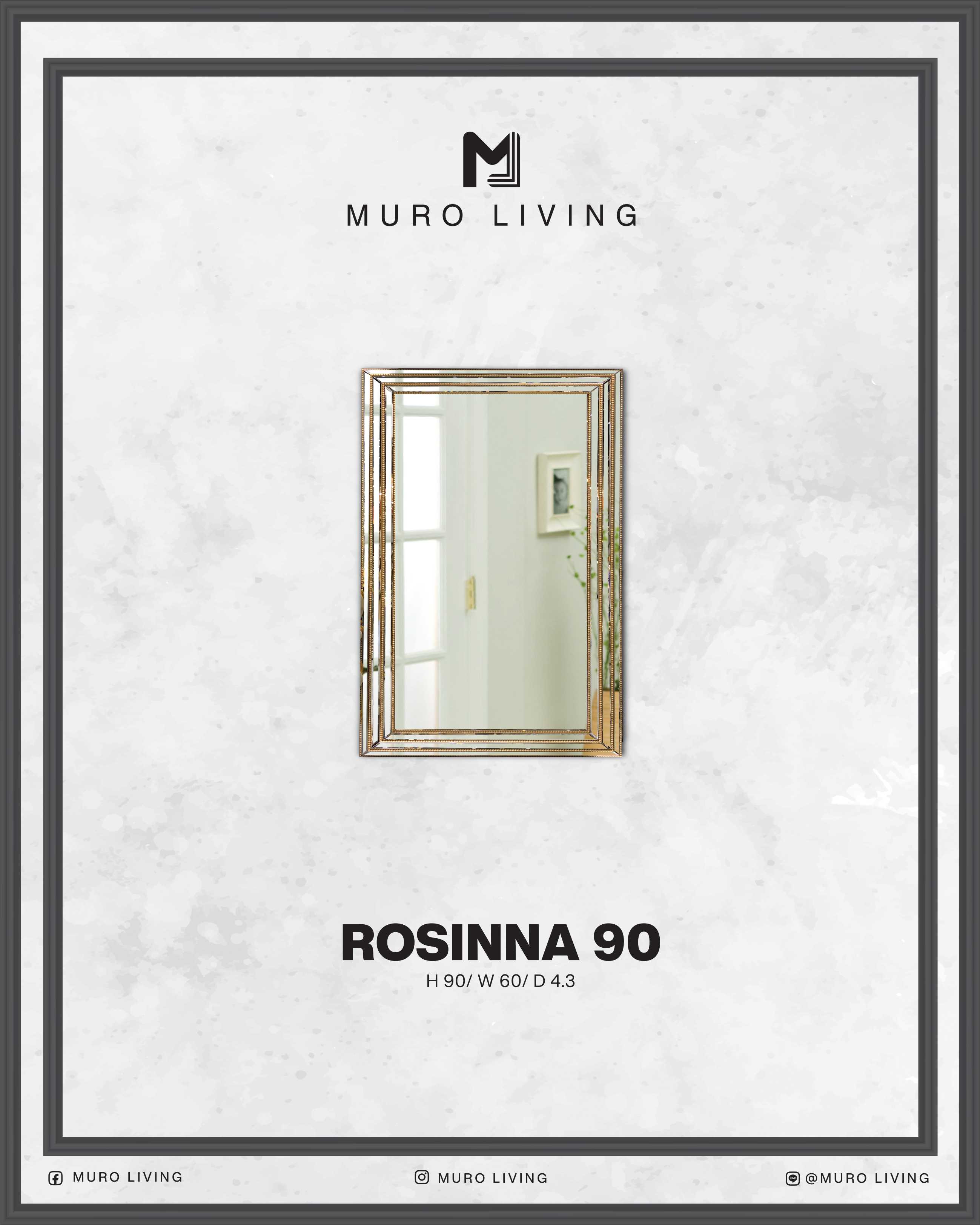 กระจกตกแต่งผนังดีไซน์ Muro Living รุ่น ROSINNA 90