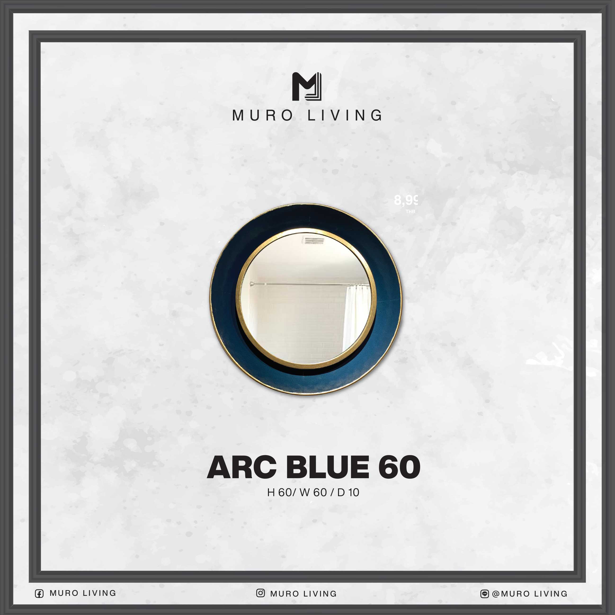 Muro Living กระจกตกแต่งดีไซน์ รุ่น ARC BLUE 60