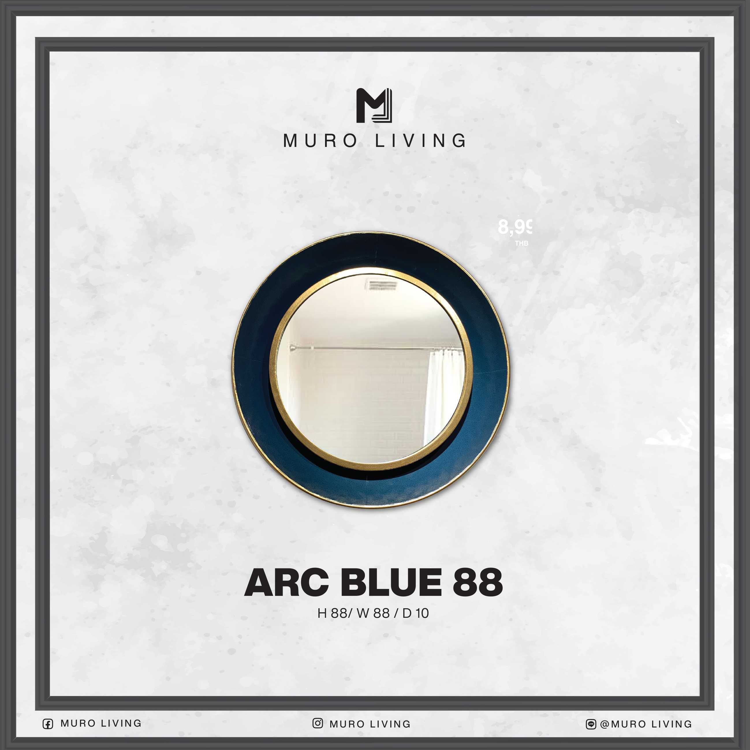กระจกตกแต่งผนังดีไซน์ Muro Living รุ่น ARC BLUE 88
