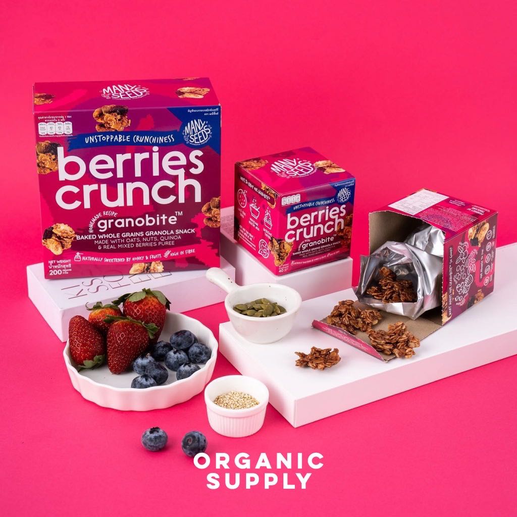 Manyseeds Granobite Berry Crunch ขนมธัญพืชอบกรอบพรีเมี่ยม กราโนล่า รสเบอร์รี่ครันซ์