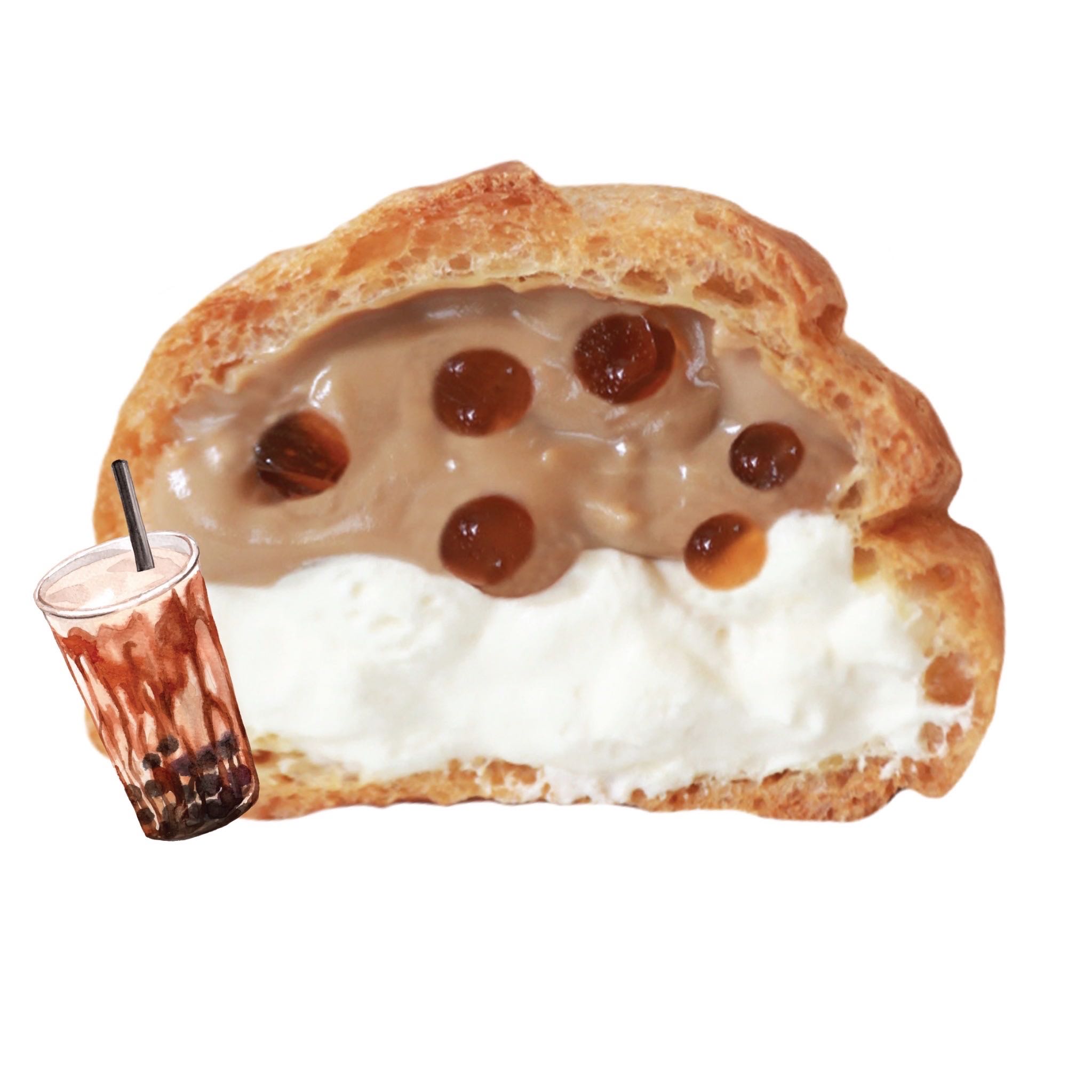 ชูครีมชานมไข่มุกบราวน์ชูก้า | Brow sugar Bubble Tea Choux
