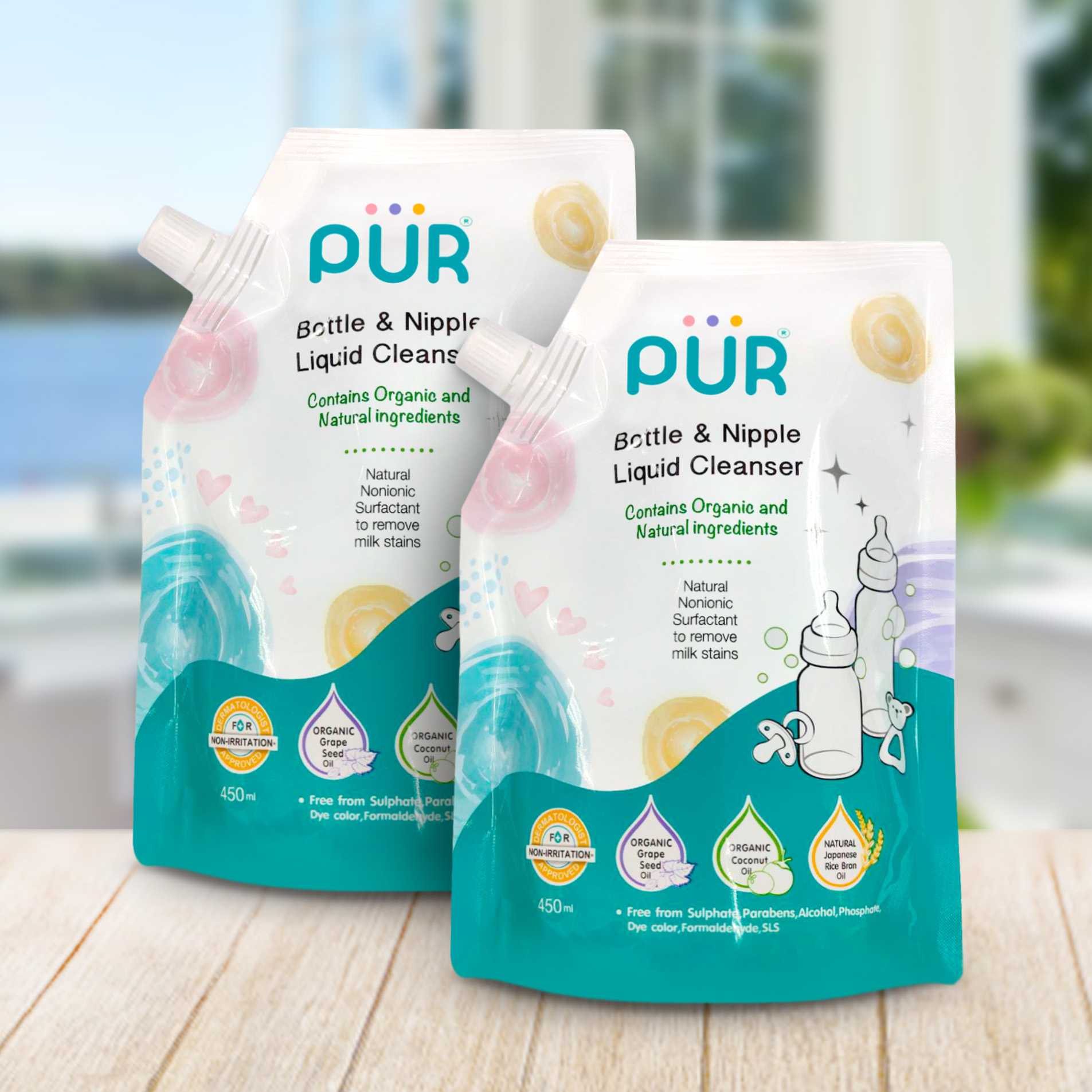 Pur Bottle & Nipple Liquid Cleanser น้ำยาล้างขวดนมและจุกนม (ชนิดถุงเติม) ขนาด 450 ml.