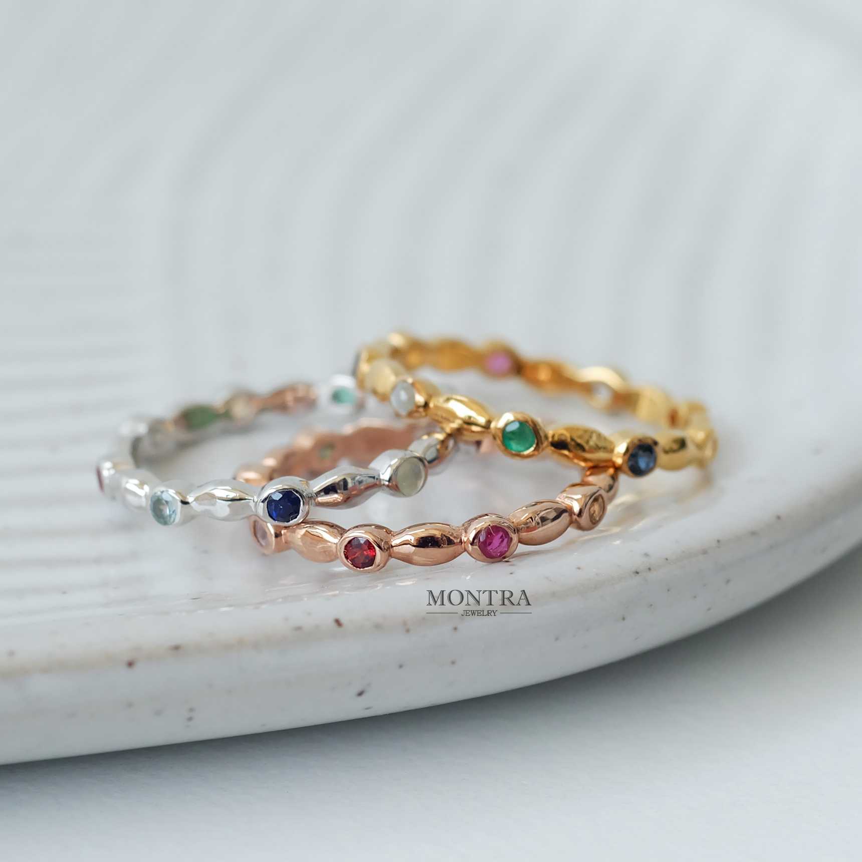 [Pre-Order] แหวนนพเก้า แหวนพลอยเสริมดวง แหวนมินิมอล แหวนเงินแท้ S925 by Montra Jewelry