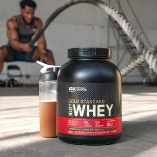 Optimum Gold Standard Whey Protein 5 Lbs. เวย์โปรตีน เพิ่มกล้ามเนื้อ ไขมันต่ำ ไม่หวาน 2.27กิโลกรัม