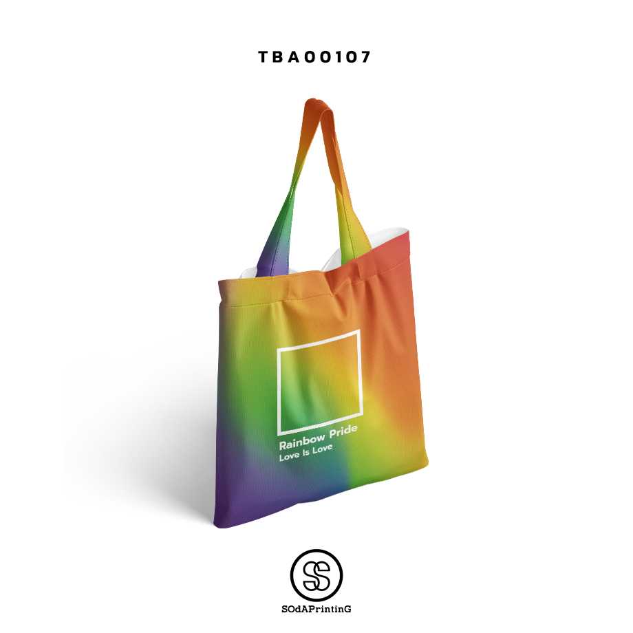 กระเป๋าผ้าแคนวาส พิมพ์ลาย Rainbow Pride LOVE IS LOVE TBA00107 #SOdABag #SOdAPrintinG