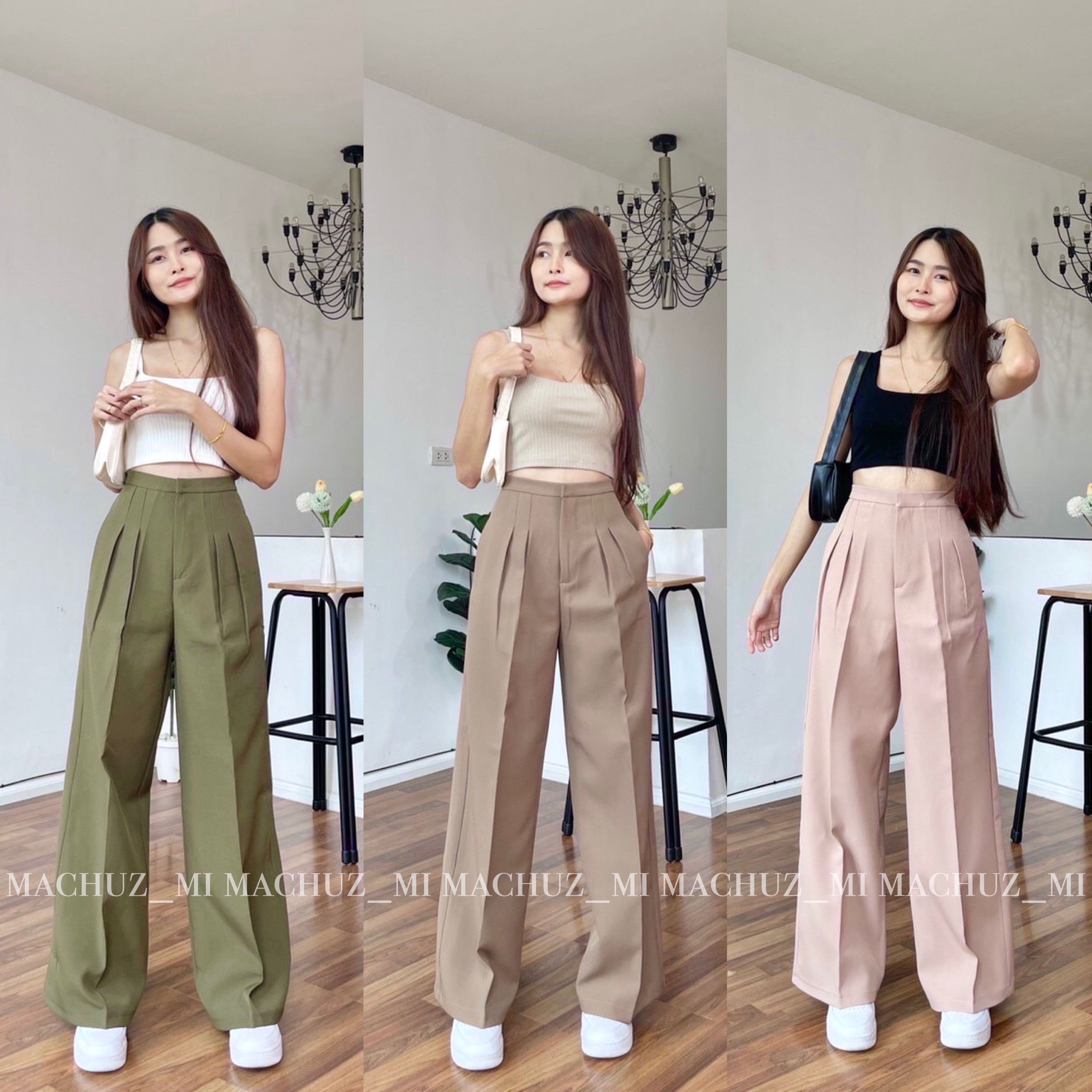 🔥 𝑯𝒐𝒕 𝒑𝒂𝒏𝒕𝒔 ✨ รุ่นขายดี กางเกงขากระบอกใหญ่ ทรงเบสิค ช่วยพรางหุ่น สะโพก ต้นขา ได้ดีมากค่ะ