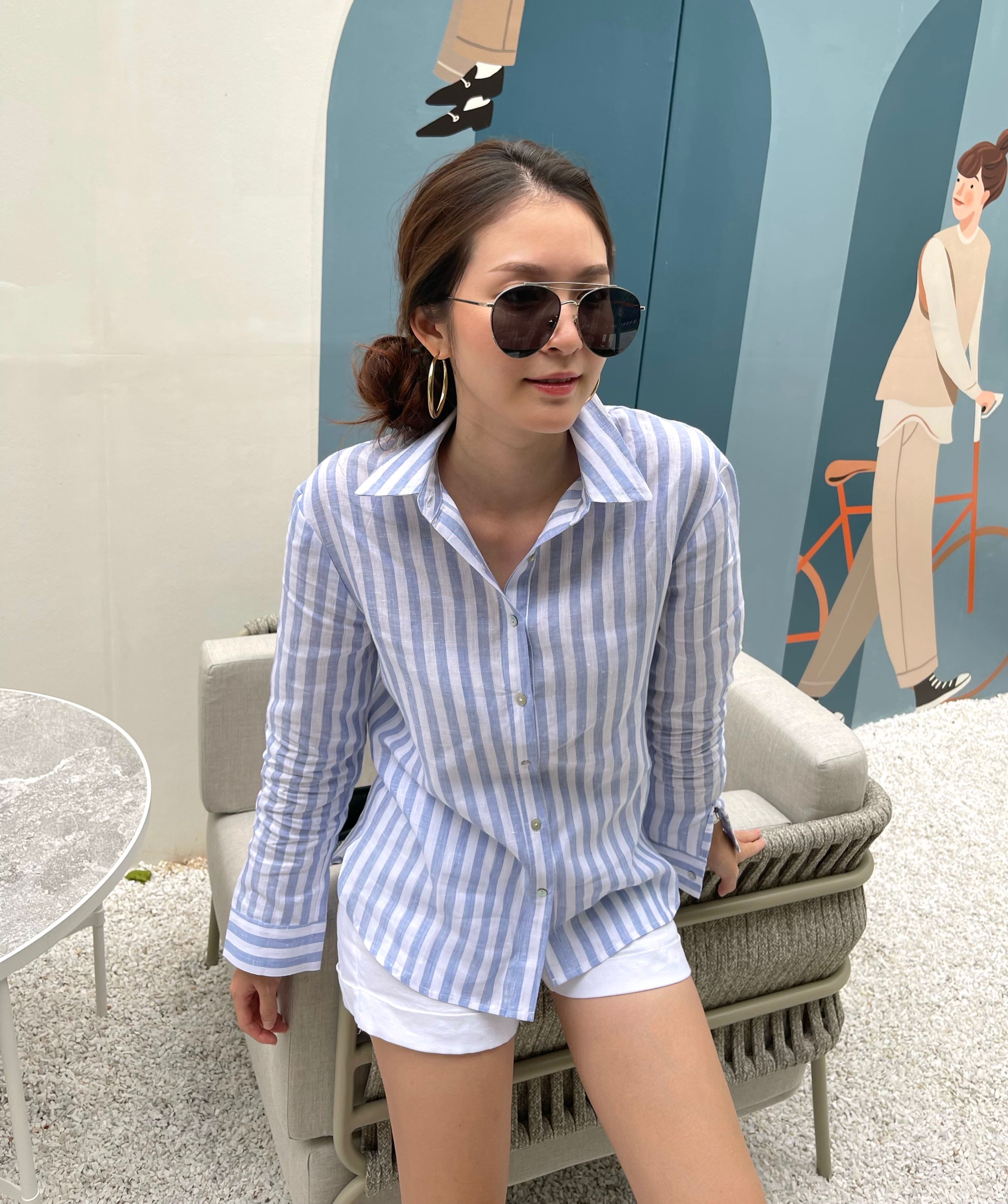 Linen Shirt (Blue stripe)